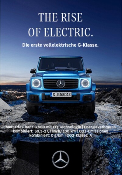 Mercedes Werbung mit Monster SUV.

The Rise of electric.