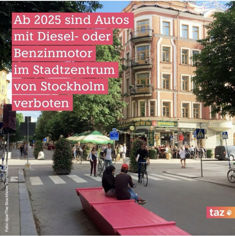 Ab 2025 sind Autos mit Diesel- oder Benzinmotor im Stadtzentrum von Stockholm verboten Quelle: taz