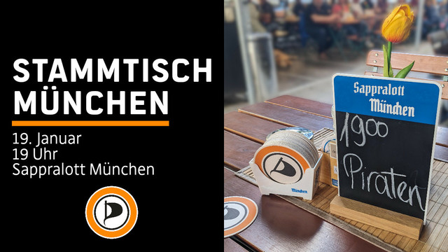 Stammtisch München
19. Januar
19 Uhr
Sappralott München
